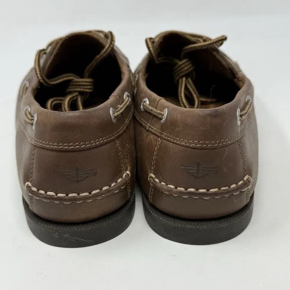Dockers Vargas Boat Shoes Mens 10 M Brown Leather 2 Eye Casual Preppy Moccasins